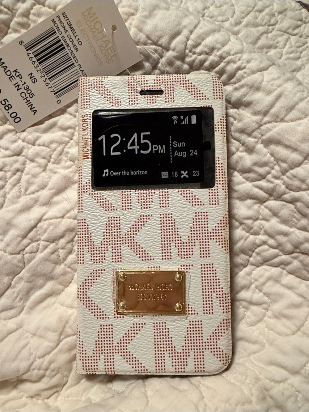 Michael Kors White & Pink MK Logo Flip Phone Case with Window for IPhone 6s Plus